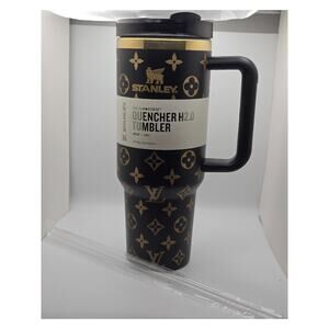 LV x Stanley 40oz Quencher H2.0 Tumbler Black/Gold with Straw–Limited Edition